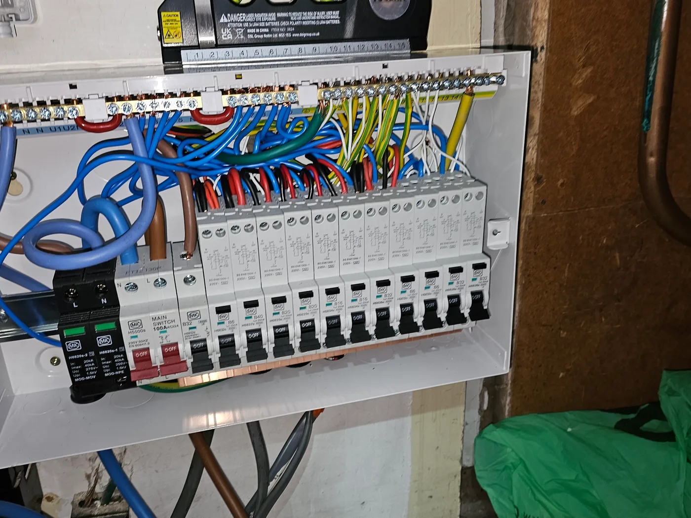Large RCBO consumer unit with surge protection in Hamilton